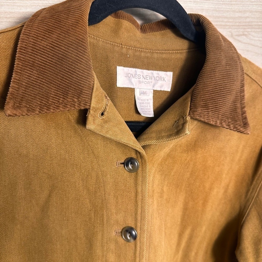 Vintage Jones New York Sport Brown Cotton Chore Jacket Corduroy Collar Women M - Picture 3 of 10